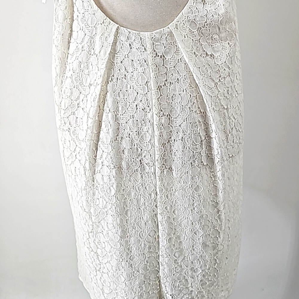 BCBGeneration White Lace Lined Loose Fit Flowy Dress Thin Straps Dainty Summer - Picture 4 of 11